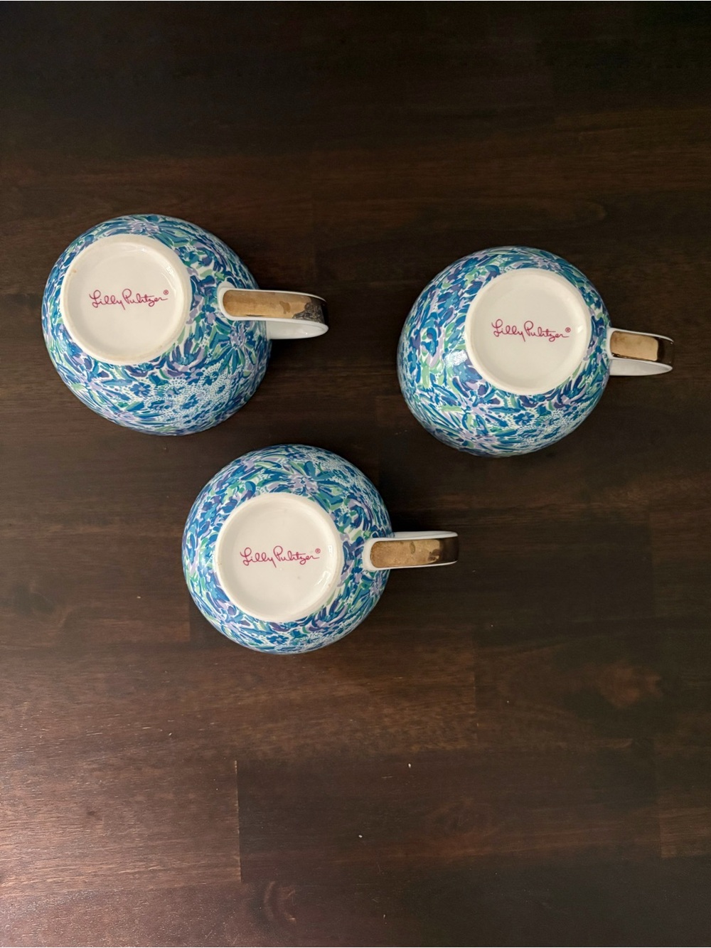 Lily Pulitzer Floral Blue Ceramic Mugs - Set of 3 - Picture 4 of 11